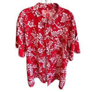 Retro Rifle Shirt Mens 3xl Red Floral Hawaiian‎ Guns Aloha Stretch Button Up